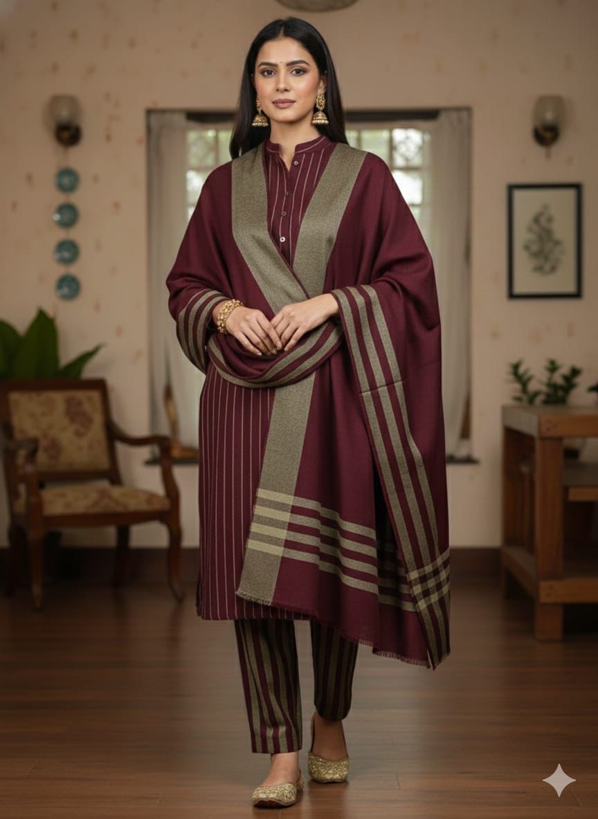 Marina Khaddi 3pc  MEHROON